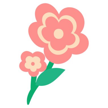 Modern ve düz renk çiçek ve yaprak klipsleri. Çiçek dekoru için bahar yaprakları. Romantik düğün ya da Sevgililer Günü çiçek aranjmanı. Kırmızı çiçek vektörü. Ev dekorasyonu çiçekleri. Eps 10