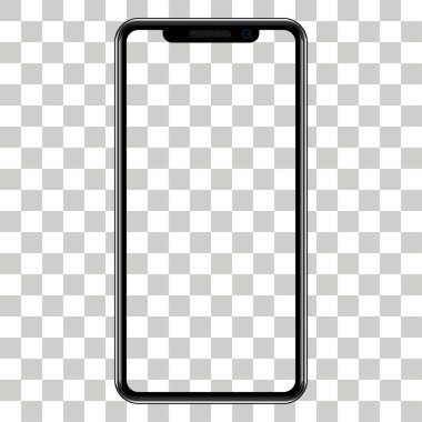 Akıllı telefon maketi. Şeffaf Ekranlı Telefon. Farklı ekranlı cep telefonu. Şablon modelleme akıllı telefon gerçekçi tasarım. Vektör çizimi. Eps 10