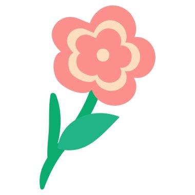 Modern ve düz renk çiçek ve yaprak klipsleri. Çiçek dekoru için bahar yaprakları. Romantik düğün ya da Sevgililer Günü çiçek aranjmanı. Kırmızı çiçek vektörü. Ev dekorasyonu çiçekleri. Eps 10