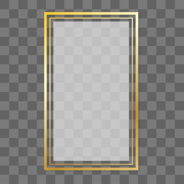 Altın çerçeve. Güzel basit altın tasarım. Eski tarz dekoratif kenar izole edilmiş. Deko zarif sanat objesi. Dekorasyon fotoğraf afişi için boş kopya alanı. Gölgeli kare. Eps 10