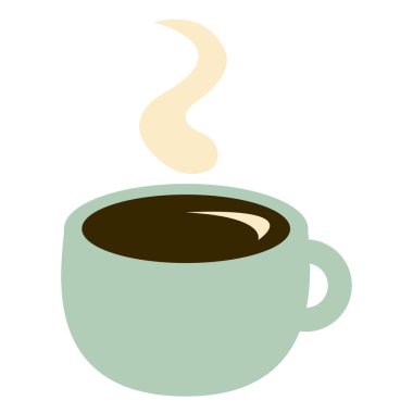 Kahve fincanı. Espresso modeli, tabak kenarında bardak, seramik çanak çömlek içinde sıcak içecek, sabah kafein aromalı içecek, reklam vektörü tek izole edilmiş illüstrasyon. 10.çizgi film tarzı, düz çizgi film tarzı.