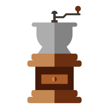 Düz stil kahve öğütücüsü. Logo, modaya uygun doğrusal baskı tarzı. Eps 10. Kahve öğütücü vektör simgesi. Mobil konsept ve web tasarımı için. Sembol, logo illüstrasyonu.