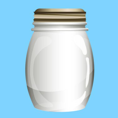 Glass jar vector empty glassware with lid or cover for canning and preserving,  illustration glassful  isolated on transparent background. Eps 10. cartoon style, flat clipart