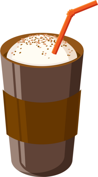 Köpüklü çay ya da kahve içeceği. Bardakta soğuk kahve ve pipo. Daha ferahlatıcı bir içecek. Flat Illustration, şeffaf, png. Bir bardak kahve. Güne başlamak için canlandırıcı bir içecek.