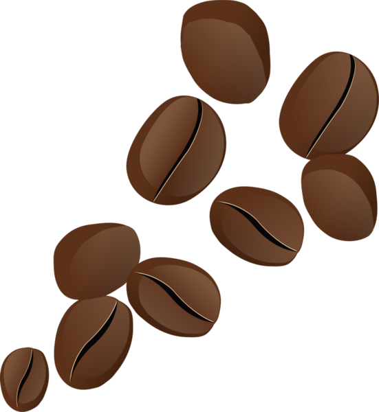 Kahve çekirdekleri. Kahve taneleri. Kafe reklamları, paket, menü tasarımı için. Kavrulmuş kahve çekirdeği. Kahve işareti, sembol tasarımı ve illüstrasyon. Şeffaf, png. Kahve makinesi şablonu, kahvecilik.
