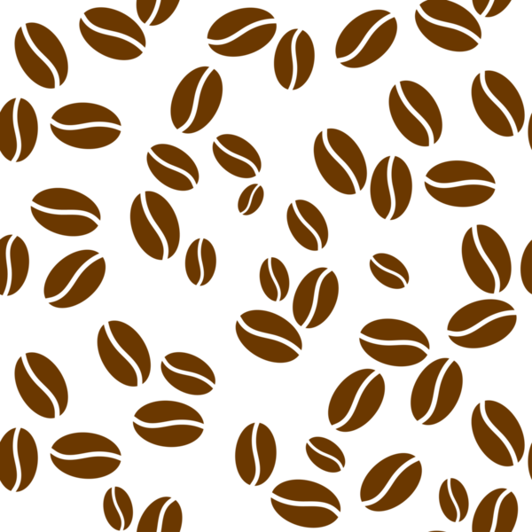 Kahve dükkanı geçmişi için kahve çekirdeği deseni, kafe dekorasyonu, yemek mekanları ve yemek etkinlikleri. Kahve temalı tebrik kartı için. Kahve temalı kumaş motifleri için. Şeffaf, png. çizgi film biçimi
