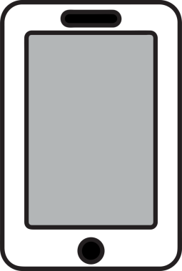 Dokunmatik ekranı ve soyut arkaplanı olan akıllı telefon, duvar kağıdı. Cep telefonu ön planda. düz minimal stil aygıt modeli. Resim, png