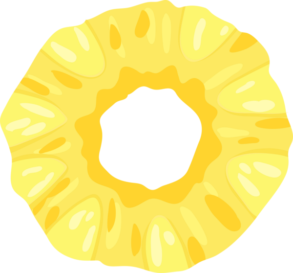 Ananas dilimli yuvarlak el çizimi. meyve yaprağı, taze olgun, muz yiyeceği, tatlı vektör, parça ananas dilimi. Şeffaf, png.com tarzı, düz