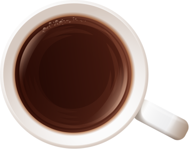 Kahve fincanı logosu kalıbı. Bir fincan kahvenin resmi. Şeffaf kahve markası, png. Bir fincan kahve. Seramik beyaz bardakta kahve çekirdekleri, sıcak kahve. Üst görünüm, gerçekçi.