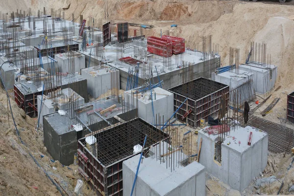 Formwork and concrete foundations for the construction of a residential building