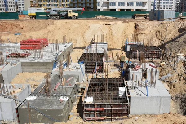 Formwork and concrete foundations for the construction of a residential building