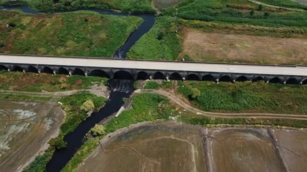 Ergene River Basin Part Historical Long Bridge Can Seen Longest — Stock Video