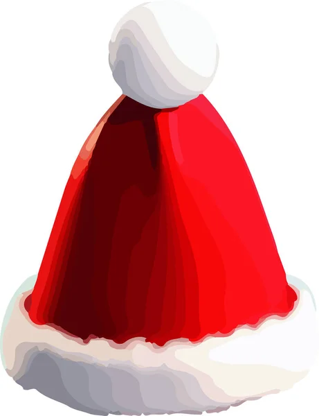 Рождественская Шляпа Санта Клауса Изолирована Векторная Иллюстрация — стоковый вектор