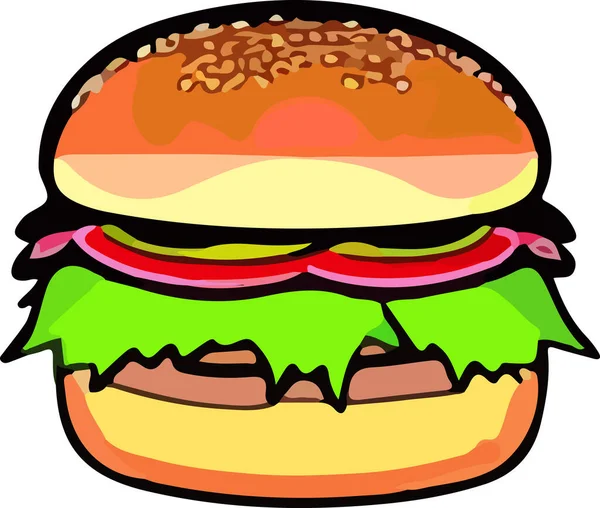 Burger Γρήγορη Απεικόνιση Φορέα Τροφίμων Εικονογράφηση Διανύσματος — Διανυσματικό Αρχείο