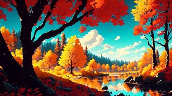 Güzel anime tarzı duvar kâğıdı. Ai ile üretildi. Yüksek kaliteli illüstrasyon
