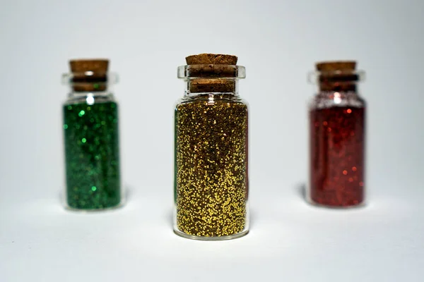 Shimmer Faíscas Brilho Vidro Garrafa Elegância Cosmética — Fotografia de Stock