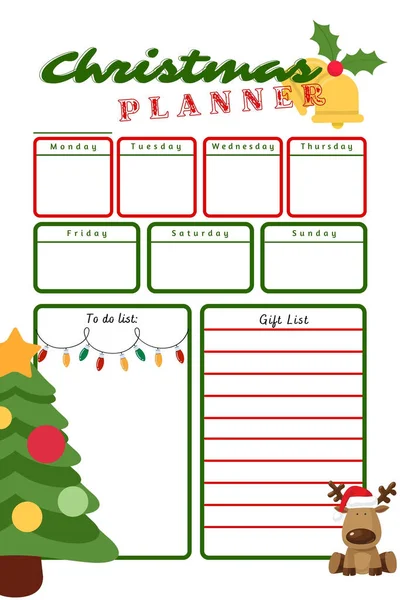 Christmas Planner Digital Printable Blank Template Insert — Stock Photo, Image