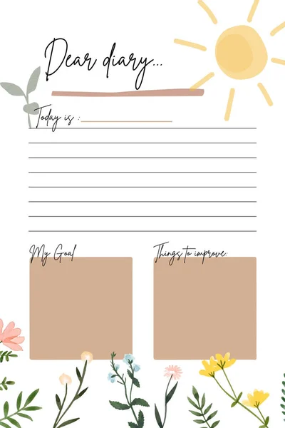 Diary Planner Digital Printable Blank Template Insert — Stock Photo, Image