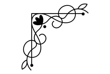 Kıvırcık kaligrafi çizimi kenarlığı süslüyor