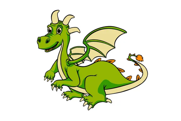 Lindo Dragón Personaje Cómic Digital Animales Fantasía Dinosaurio Arte —  Fotos de Stock