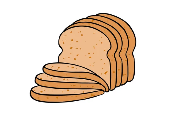 Gesneden Brood Ochtend Voedsel Broodrooster Cartoon Design Element Kunst — Stockfoto