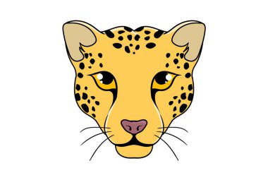 Leopar hayvan kafası çizgi film karakteri vahşi yaşamla yüzleşir