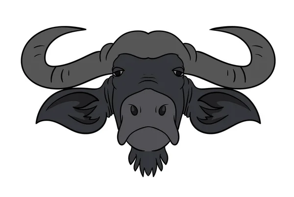 Buffalo Animale Testa Cartone Animato Fauna Selvatica Faccia Personaggio Arte — Foto Stock