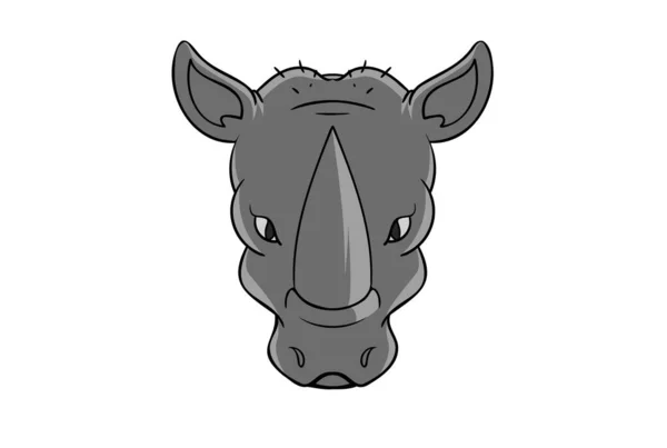 Rhino Dier Hoofd Cartoon Wild Gezicht Karakter Kunst — Stockfoto
