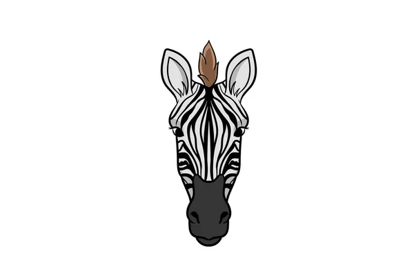 Zebra Hayvan Kafası Çizgi Film Karakteri Vahşi Yaşamla Yüzleşir — Stok fotoğraf
