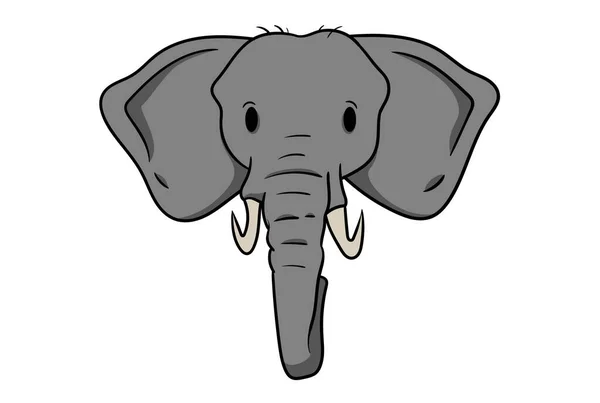 大象头卡通野生动物脸人物形象艺术 — 图库照片