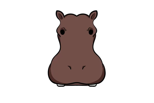 Hipopótamo Cabeza Animal Dibujos Animados Vida Silvestre Cara Carácter Arte —  Fotos de Stock