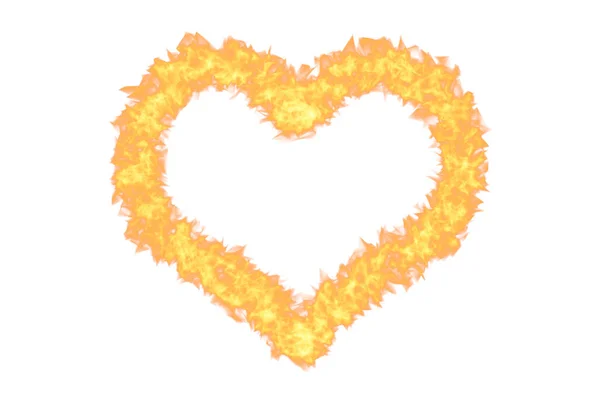 炎のハートオレンジ愛のシンボル炎アートワーク — ストック写真