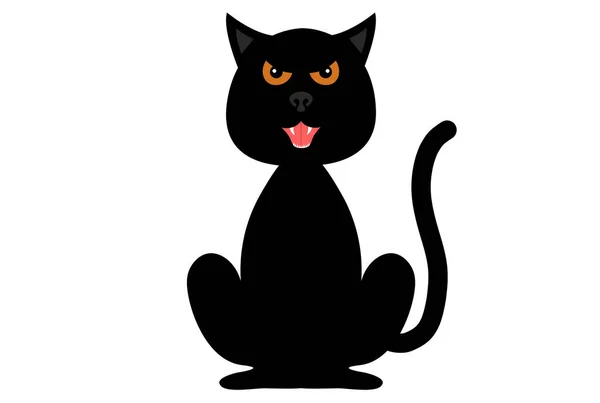 Gyönyörű Macska Állat Bolyhos Cica Fekete Macska Halloween Illusztráció Művészet — Stock Fotó