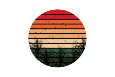 Retro çizgili 80 'lerin klasik tasarım unsuru manzara sanatı