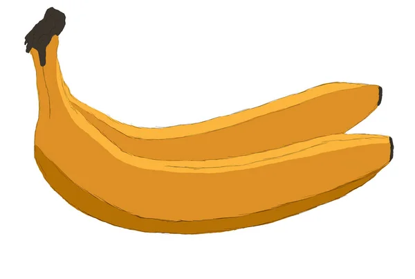 Smaskig Banan Raw Food Tecknad Mat Äta Färskhet Mellanmål — Stockfoto