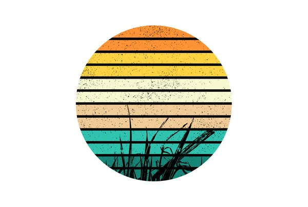 Тропический Винтажный Круг Иллюстрации Заката — стоковое фото
