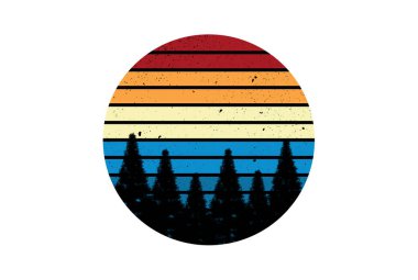 Retro çember tasarım elementi, gün doğumu grafik sanatı