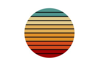 70 'lerin gündoğumu soyut plaj illüstrasyonu