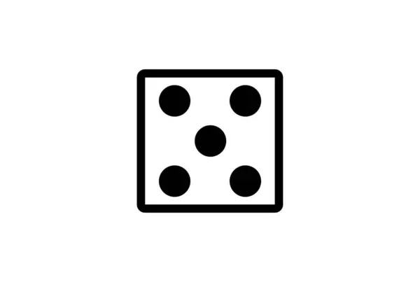 Dice Number Five Black Gaming Icon Silhouette Lucky Roll Chance — Stock Photo, Image