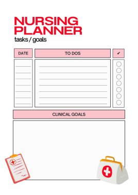 Hemşire planlayıcısı dijital planlama, sayfa yazdırılabilir şablonu ekle