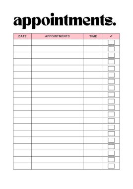 Randevu planlayıcısı dijital planlama, sayfa yazdırılabilir şablonu ekle