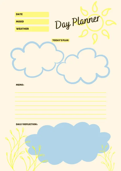 Day Planner Digital Planning Insert Sheet Printable Page Template — Stock Photo, Image