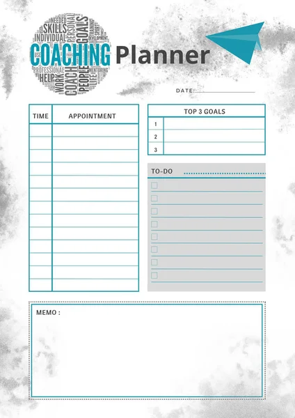 Coaching Planner Digital Planning Insert Sheet Printable Page Template — Stock Photo, Image