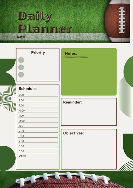 Football Planner Digital Planning Insert Sheet Printable Page Template — Stock Photo, Image