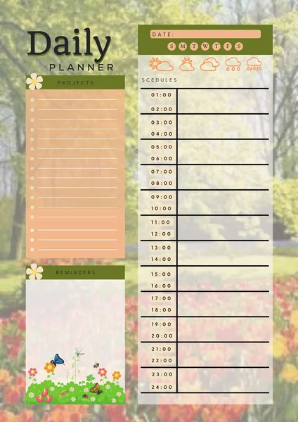 Garden Planner Digital Planning Insert Sheet Printable Page Template — Stock Photo, Image