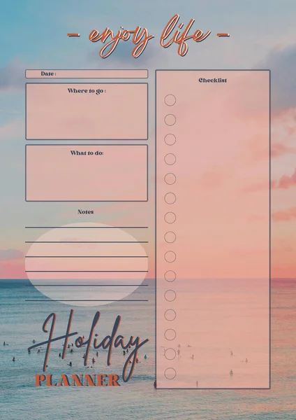 Modello Pagina Stampabile Foglio Inserto Pianificazione Digitale Holiday Planner — Foto Stock