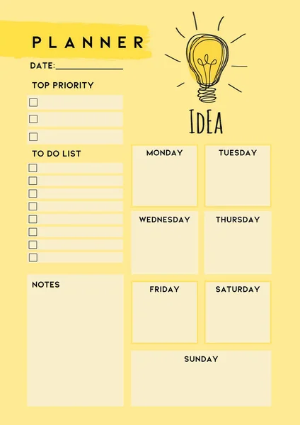 Idea Planner Digital Planning Insert Sheet Printable Page Template — 스톡 사진