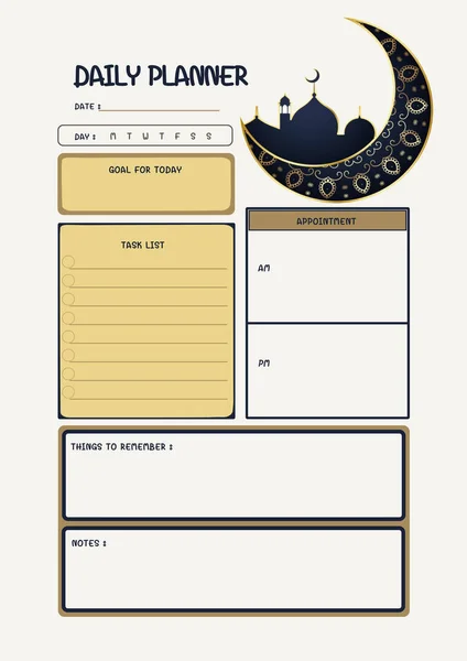 Islamic Planner Digital Planning Insert Sheet Printable Page Template — 스톡 사진