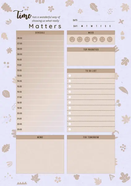Planner Hour Digital Planning Insert Sheet Printable Page Template — Stock Photo, Image