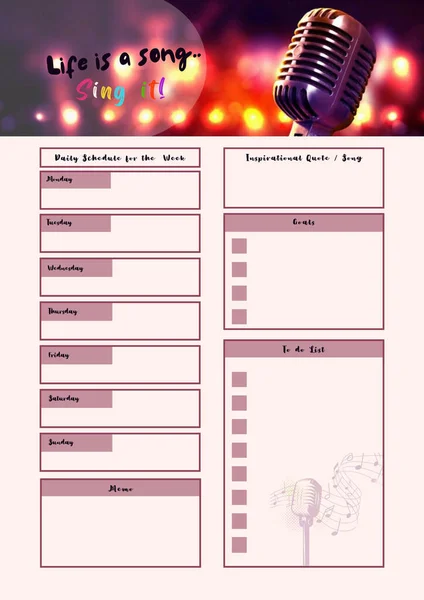 Singer Planner Digital Planning Insert Sheet Printable Page Template — Photo